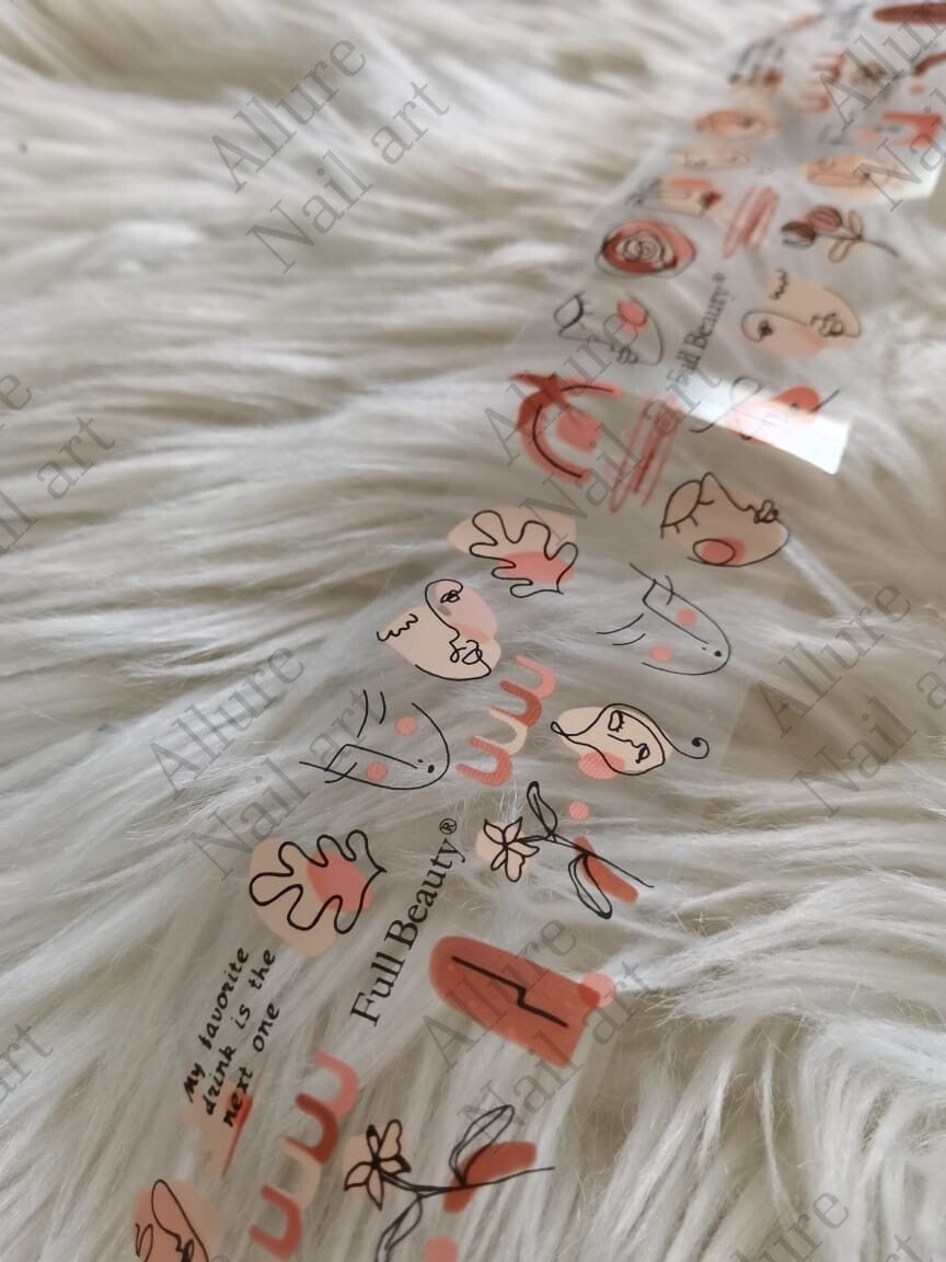 Abstract Faces Floral Foil Nail Transfer