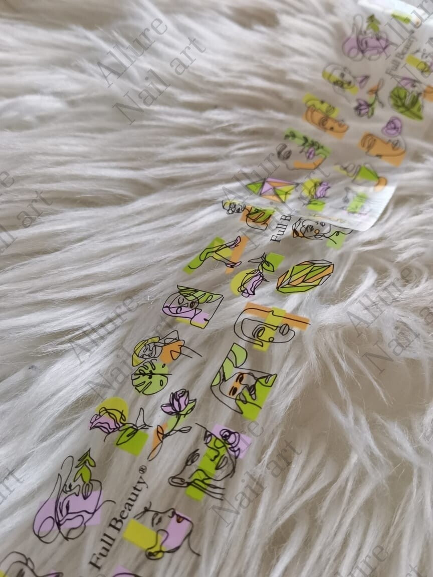 Abstract Faces Floral Foil Nail Transfer