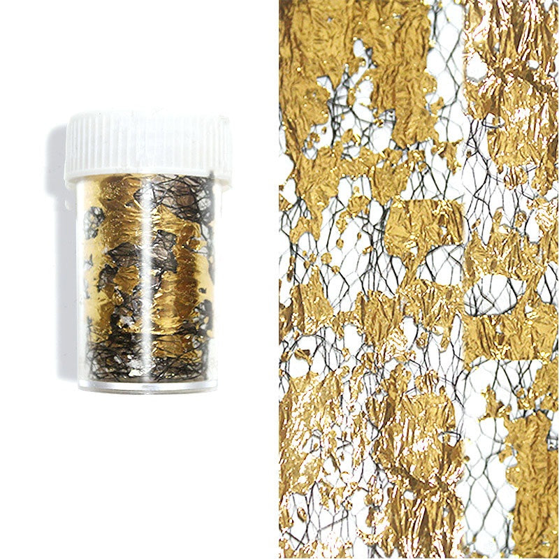 Black Net Gold Foil Nail Mesh Net Foil Nail Art