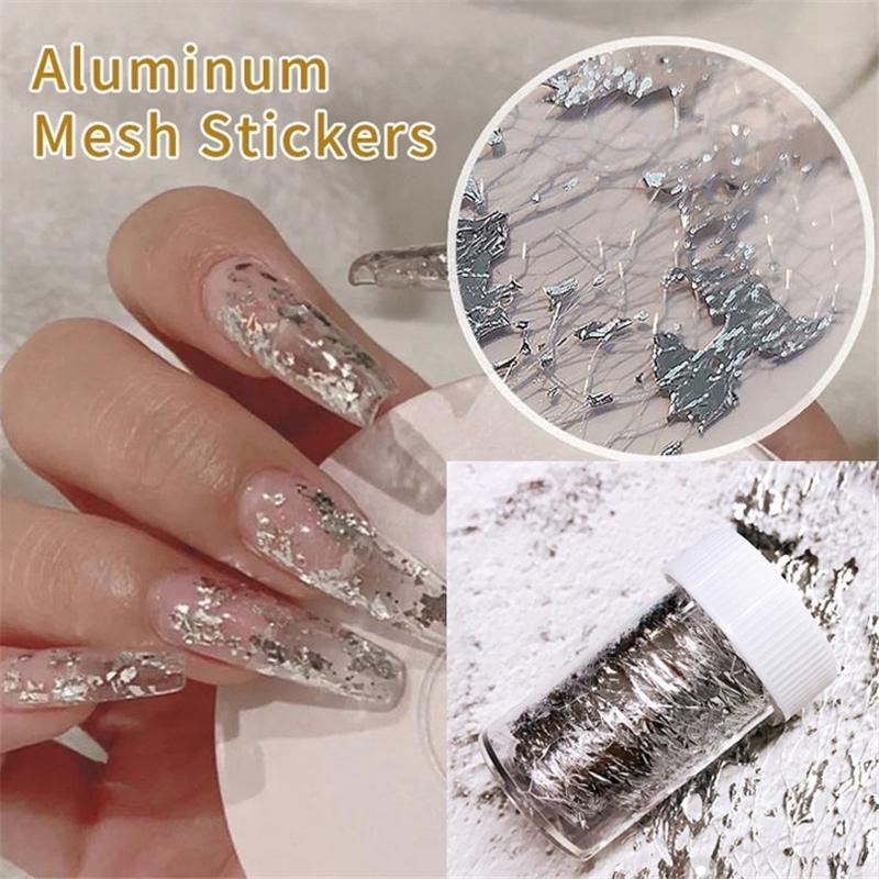 White Net Silver Foil Nail Mesh Net Foil Nail Art