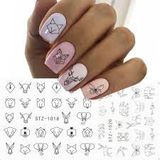 Geometric Animal Dog Rabbit Elephant Lion Cow Fox Nail Decal