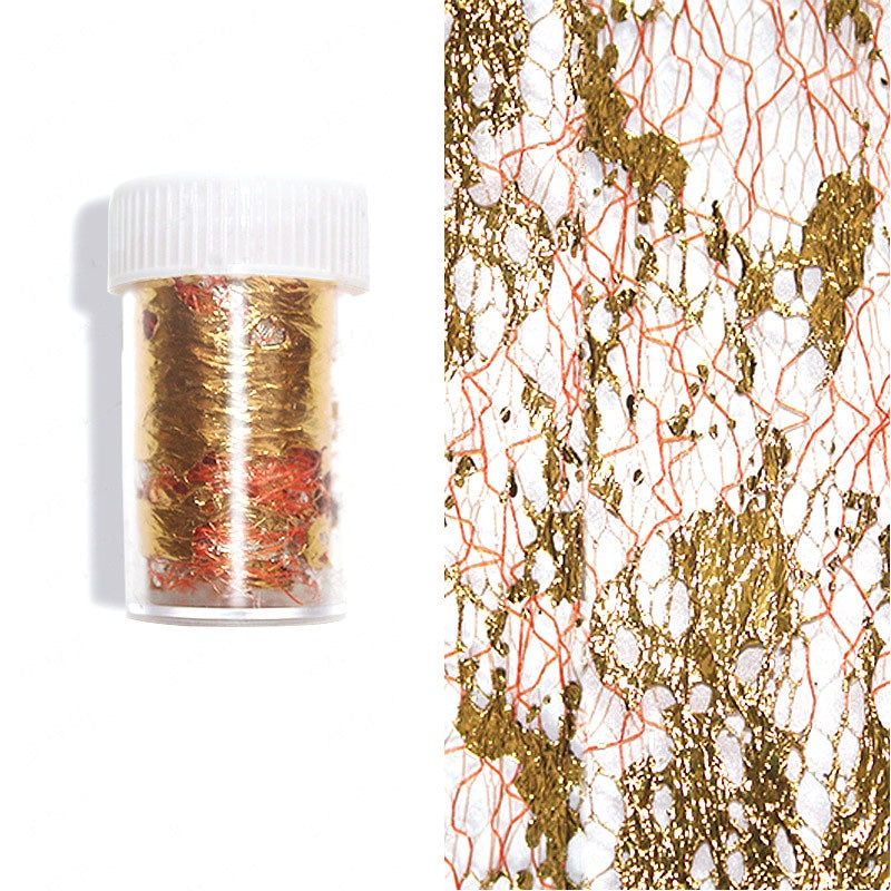 Orange Net Gold Foil Nail Mesh Net Foil Nail Art