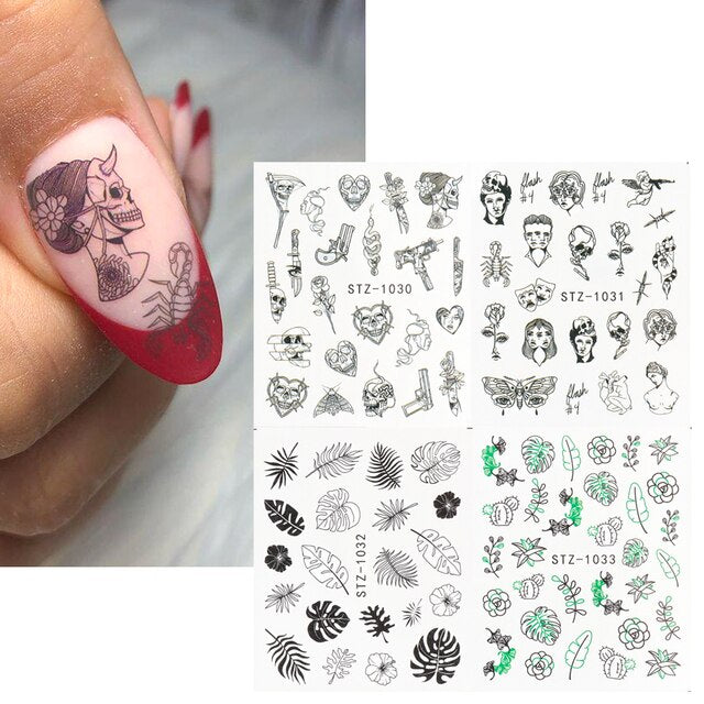 Abstract Skull Snake Moth Face Body Scorpion Cupid Nail Decal
