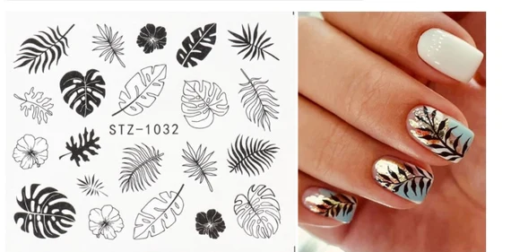 Abstract Palm leaf Flower Leaves Nail Decal