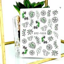 Abstract Palm leaf Flower Leaves Cactus Nail Decal