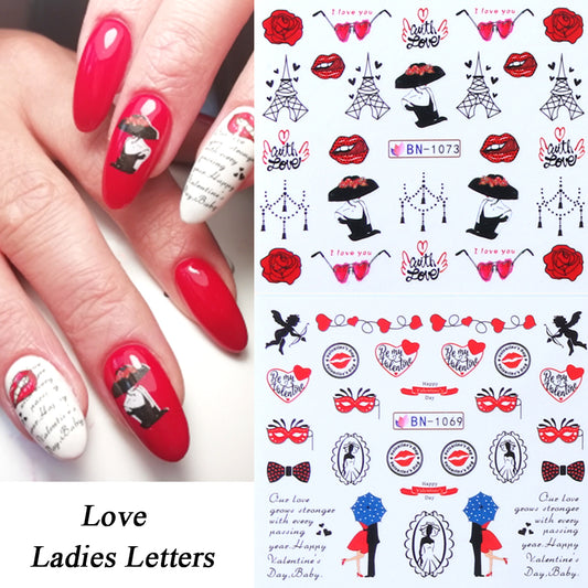 Valentine Abstract Love Nail Decal BN1069