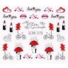 Valentine Abstract Love Nail Decal BN1070