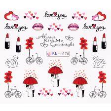 Valentine Abstract Love Nail Decal BN1070