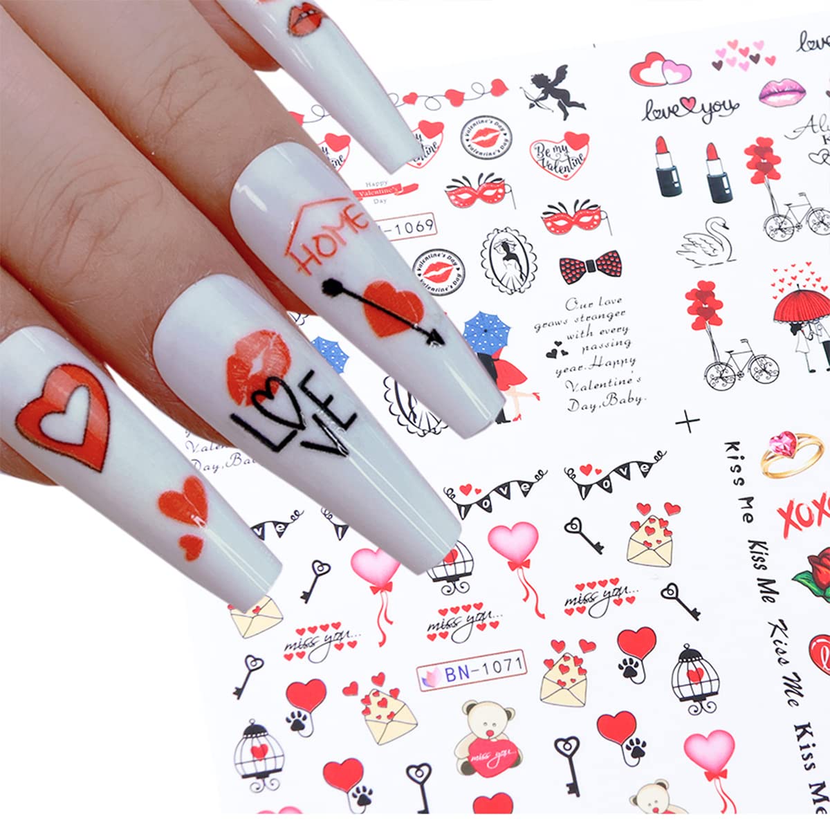 Valentine Abstract Love Nail Decal BN1071