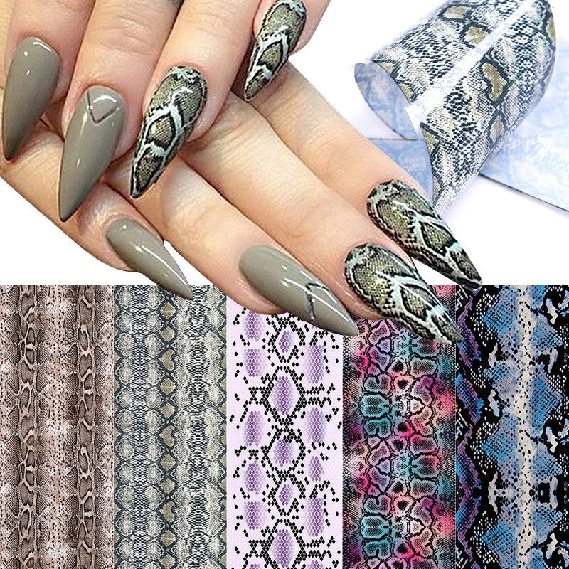 Snake Pattern Print Foil Nail Transfer