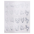 Silver Metallic Abstract Animal Dog Flamingo Fox Nail Decal