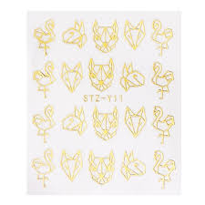 Gold Metallic Abstract Animal Dog Flamingo Fox Nail Decal