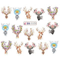 Flower Deers Nail Decal
