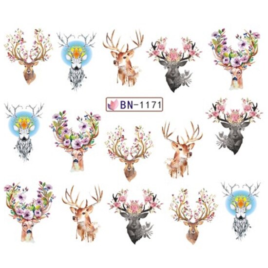 Flower Deers Nail Decal