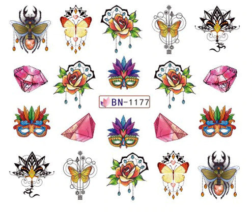 Lace Geometric Floral Nail Art Decal