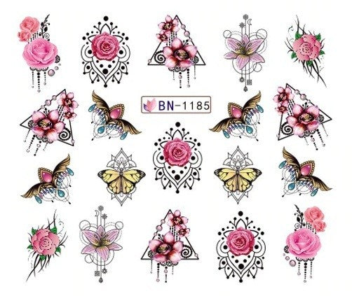 Lace Geometric Floral Nail Art Decal BN1185