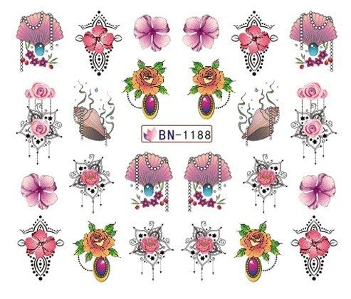 Lace Geometric Floral Nail Art Decal BN1188