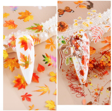 Autumn Maple Leaves Flower Nail Art 10pcs Foil Set