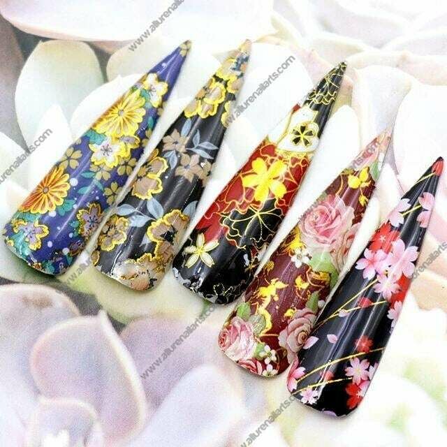 Chinese Text Writing Gold Foil Nail Transfer
