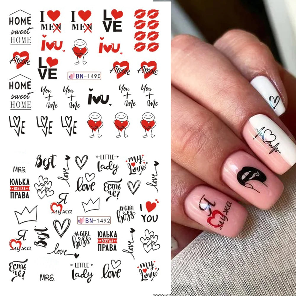Valentine Abstract Love Nail Decal