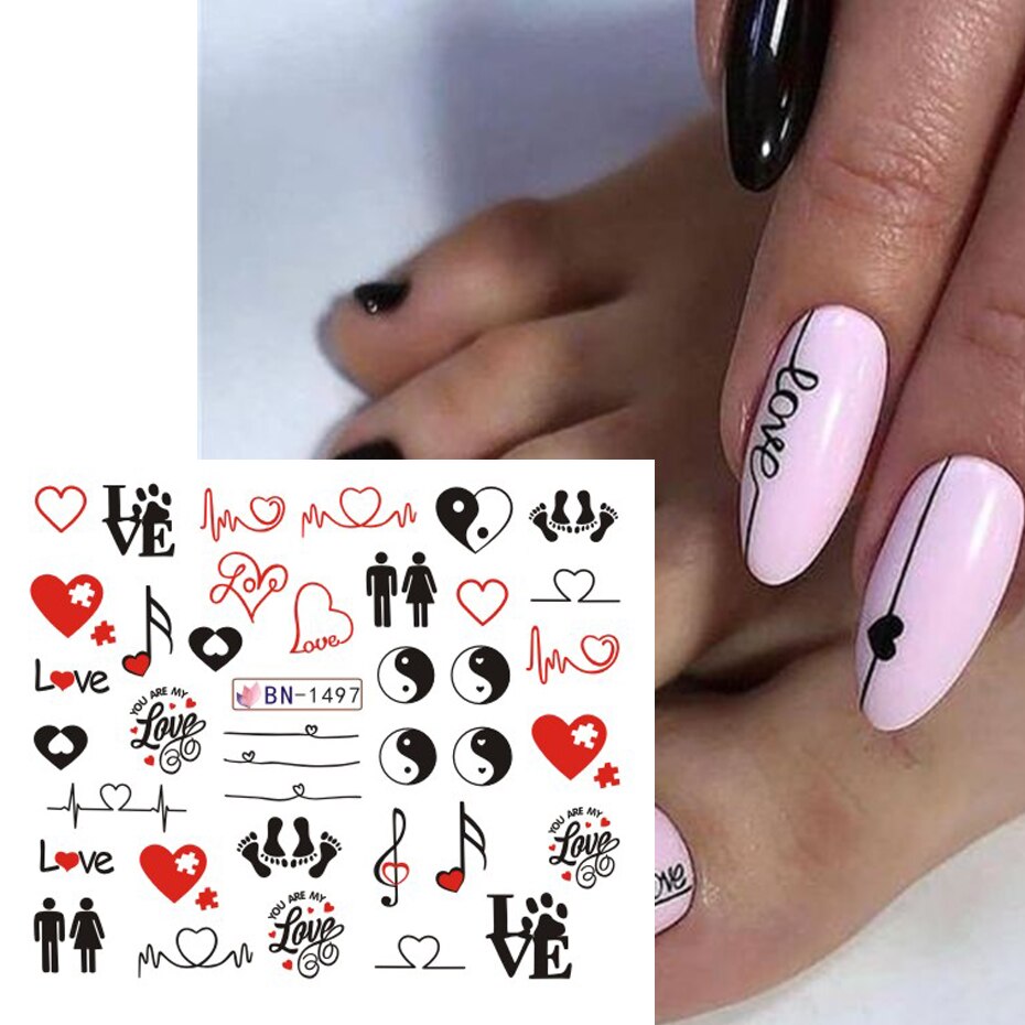 Valentine Abstract Love Nail Decal