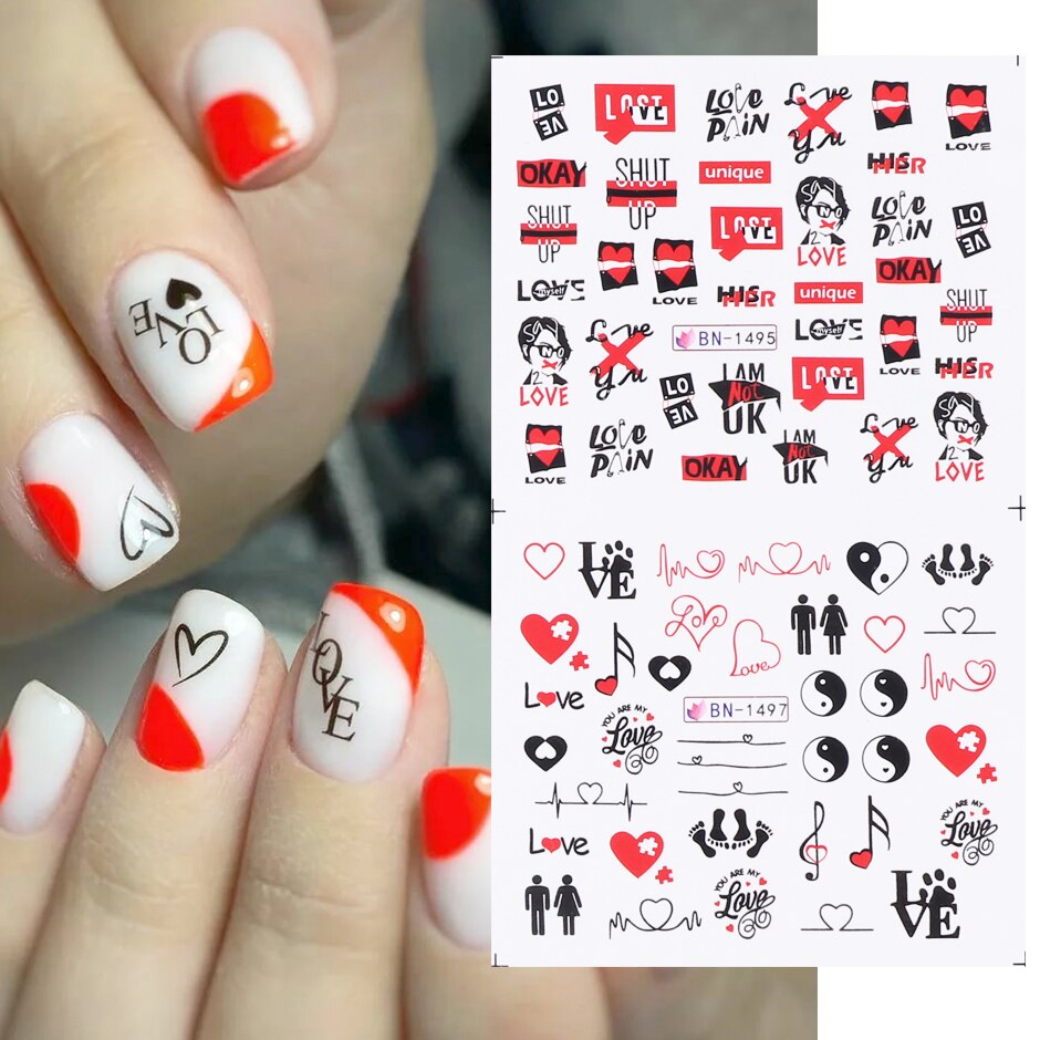 Valentine Abstract Love Nail Decal