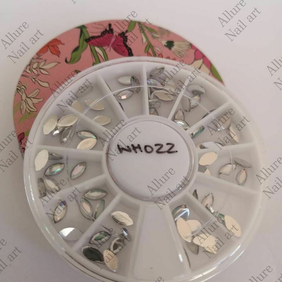 AB Crystal Rhinestones Oval Nail Wheel Tray