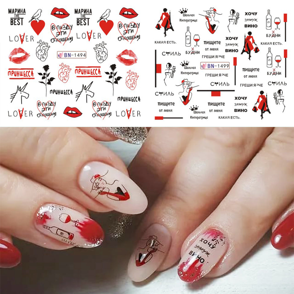 Valentine Abstract Love Nail Decal