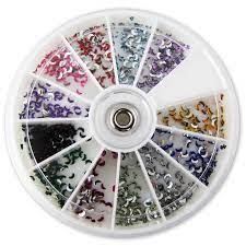 Color Mix Rhinestones Moons Nail Wheel Tray