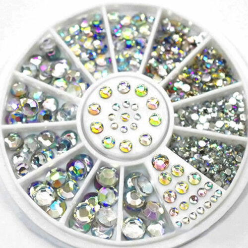 AB Crystal Rhinestones Nail Wheel Tray