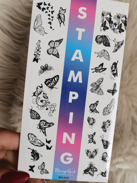 Bling Girl Butterfly Stamping Plate