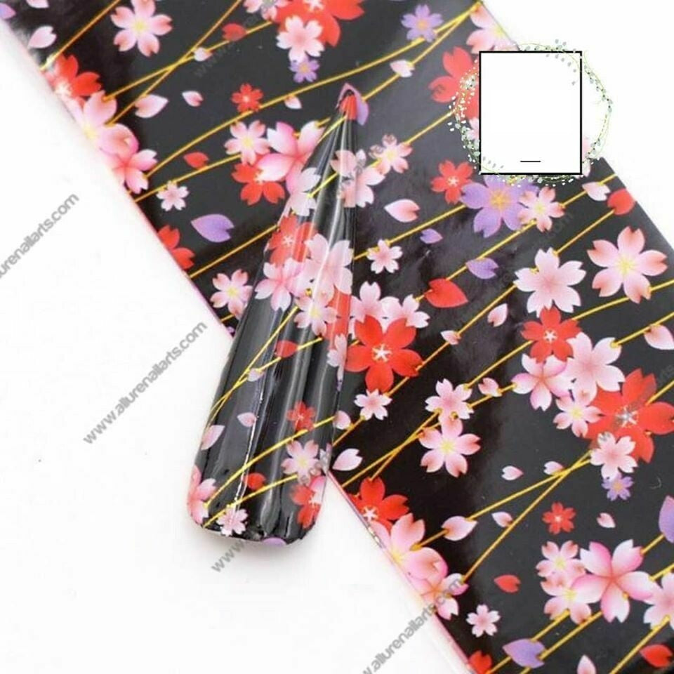 Oriental Floral Flower Gold Foil Nail Transfer