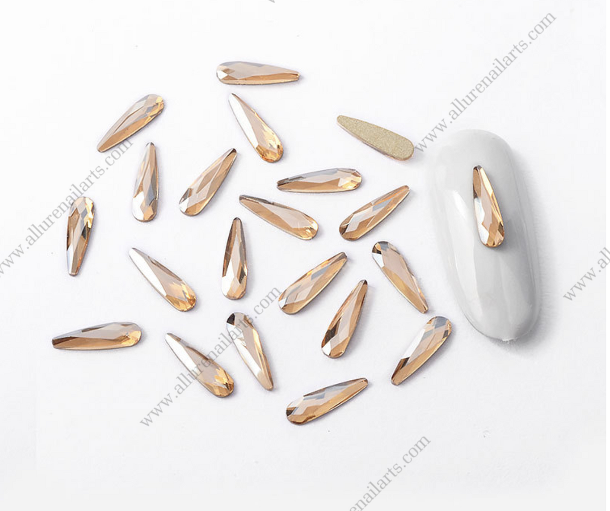 Teardrop Rhinestones Champagne Flat Bottom