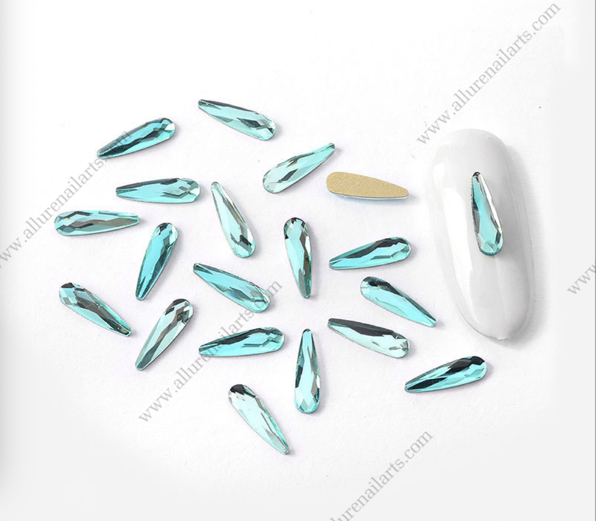 Teardrop Rhinestones Sky Blue Flat Bottom