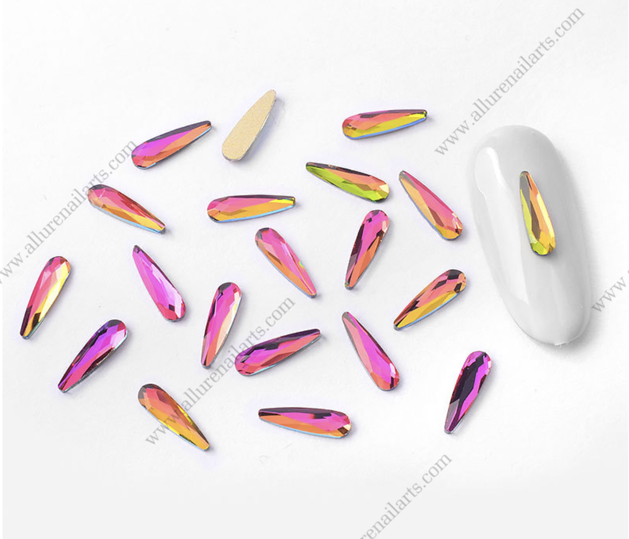 Teardrop Rhinestones Rainbow Flat Bottom