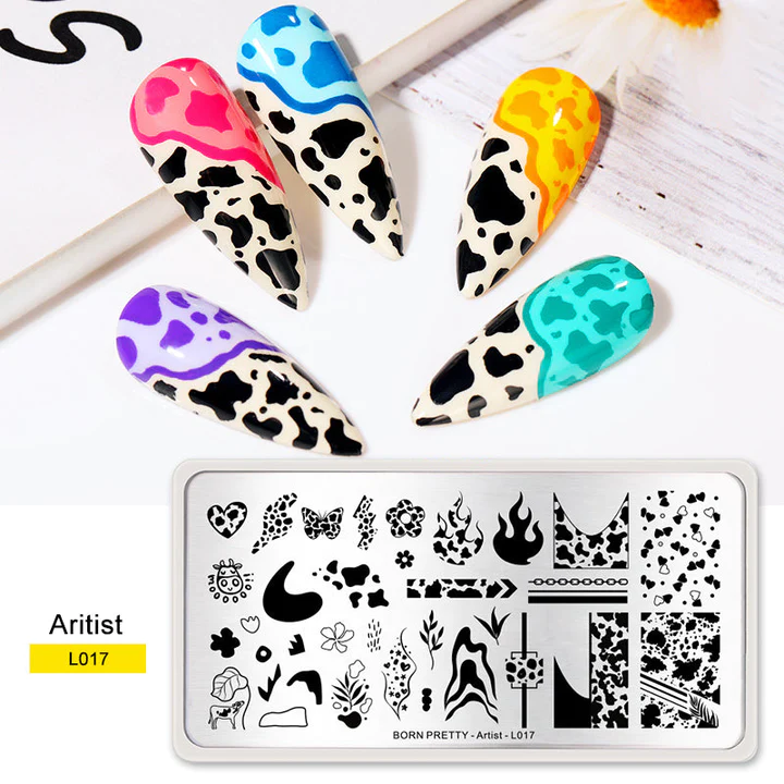 Cow Print Geometric Born Pretty Stamping Plate - Artist L014