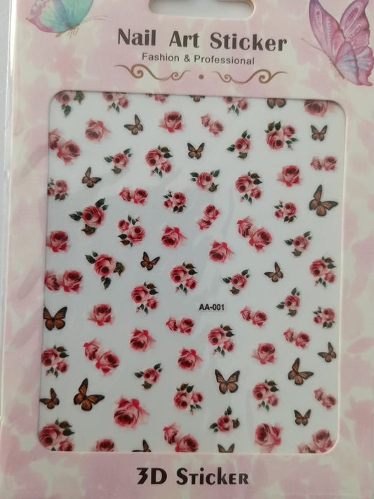 Flower Butterfly Nail Art Sticker