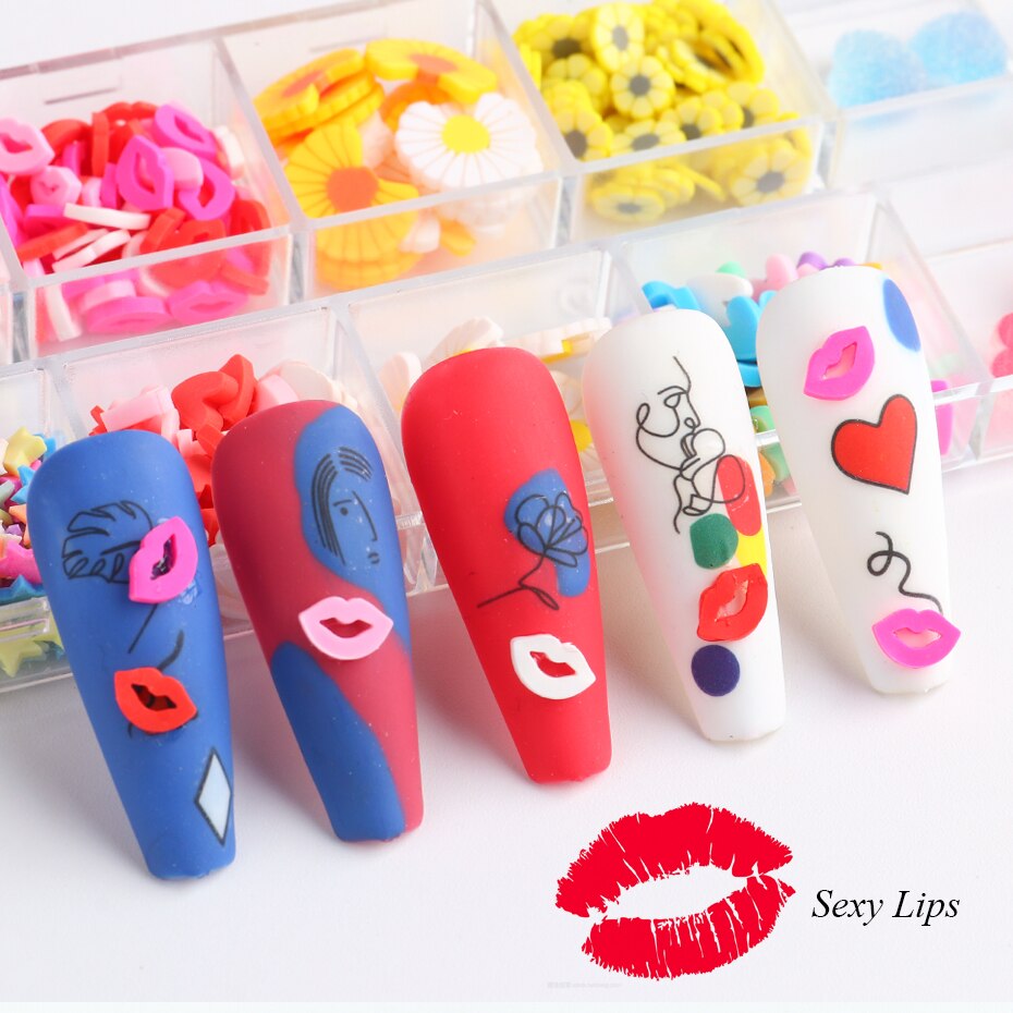 Fimo Polymer Nail Art -  FM004 - LIPS WHEEL, PASTEL COLOURS