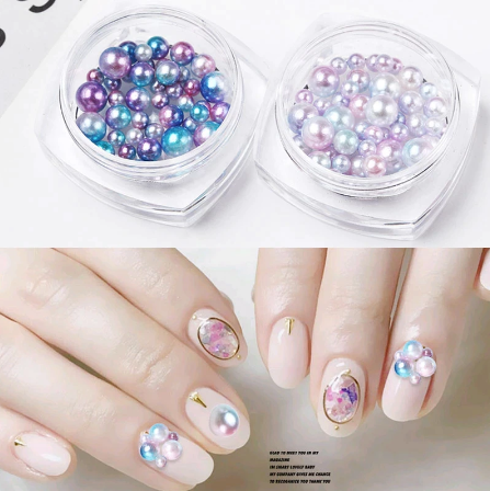 Color Mermaid Ball Pearl Semicircle Nail Pearl Nail Art Decoration