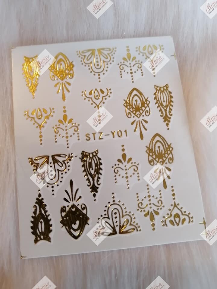 Gold Metallic Lace Nail Decal