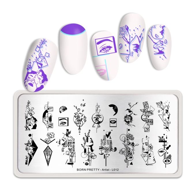 Abstract Faces Geometric Born Pretty Stamping Plate - Artist L012