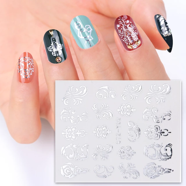 Silver Metallic Lace Nail Decal