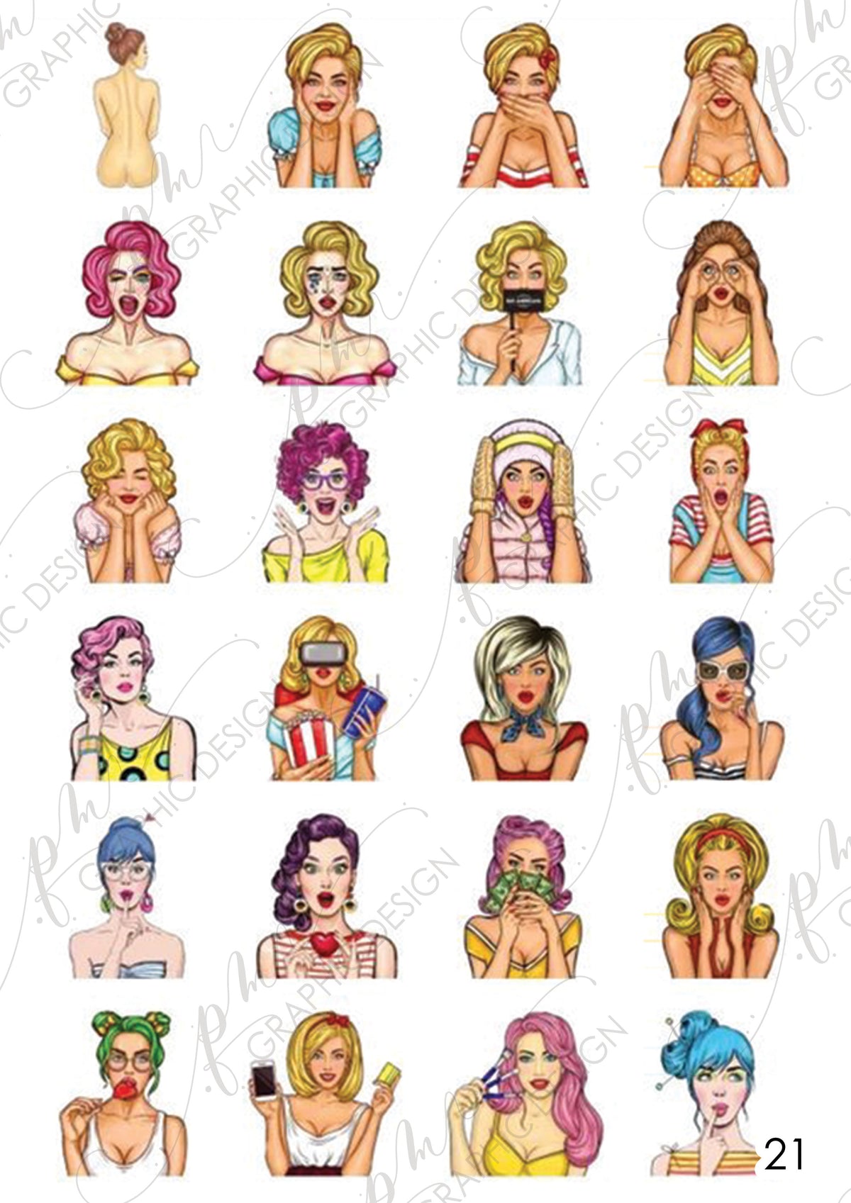 Nail decal PM21 Pop art Ladies