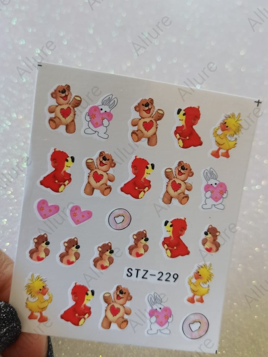 Teddy Bear Duck Cartoon Nail Decal