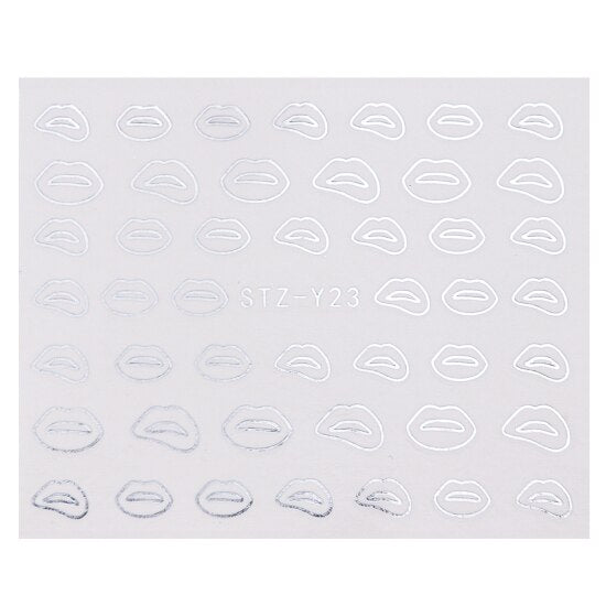 Silver Metallic Lips Mouth Nail Decal