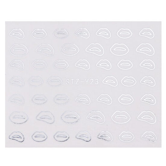 Silver Metallic Lips Mouth Nail Decal