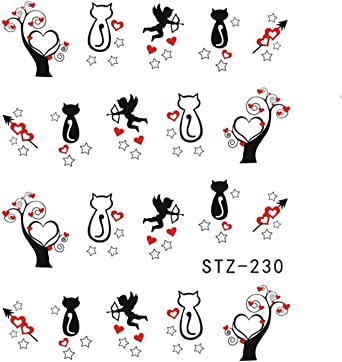 Cat Love Heart Nail Decal