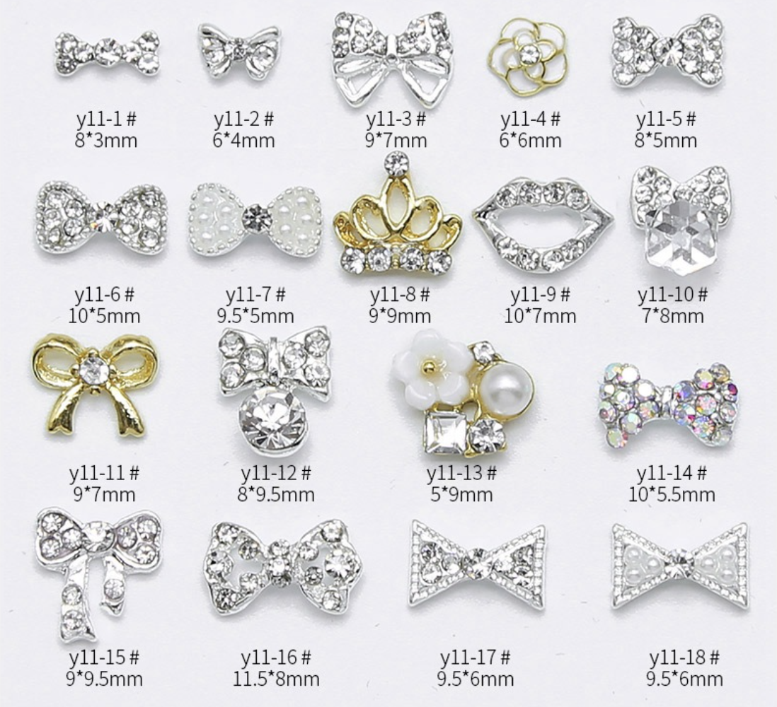 Bow Crown Rhinestones Charms Nail Art Decoration