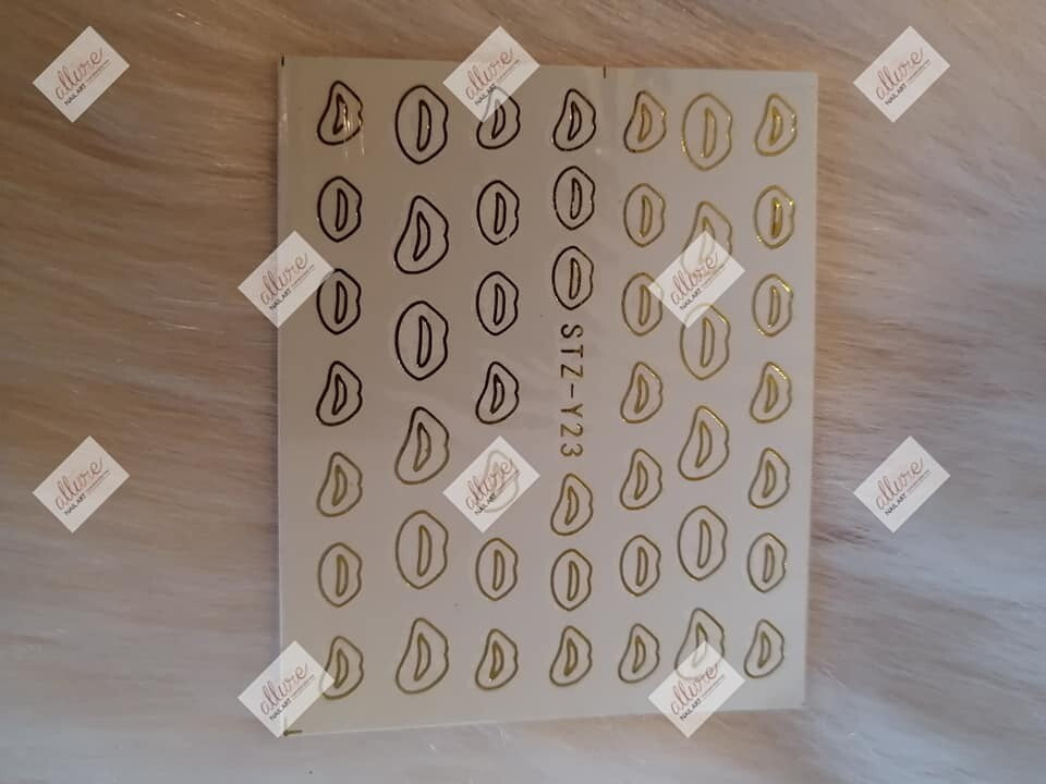 Gold Metallic Lips Mouth Nail Decal