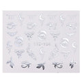Silver Metallic Eyes Moon Flower Stars Leaves Lace Nail Decal